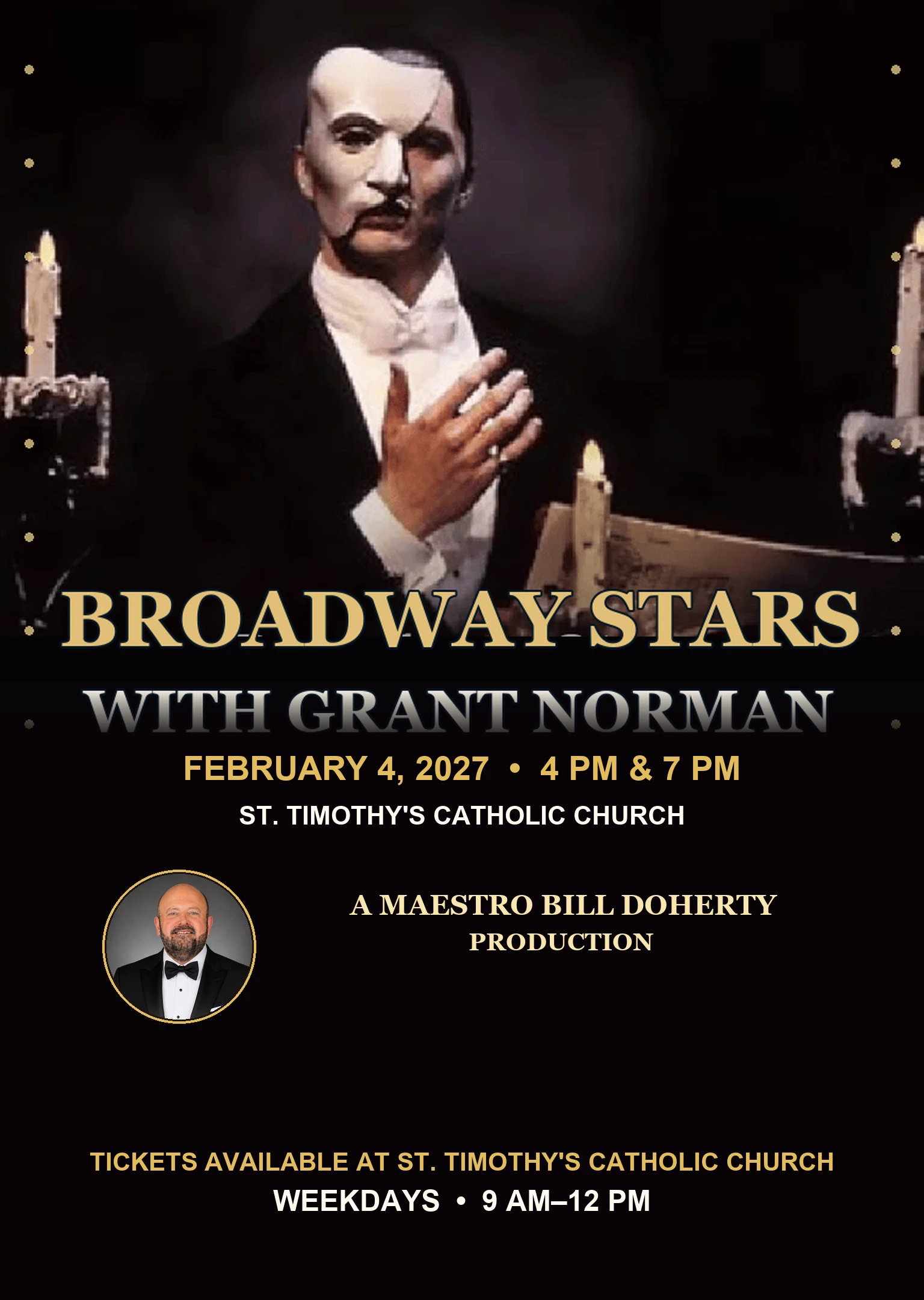 Broadway Stars with Grant Norman concert artwork featuring Maestro Bill Doherty